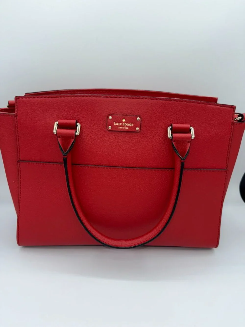 Kate Spade New York Red Leather Satchel Handbag Gold Hardware